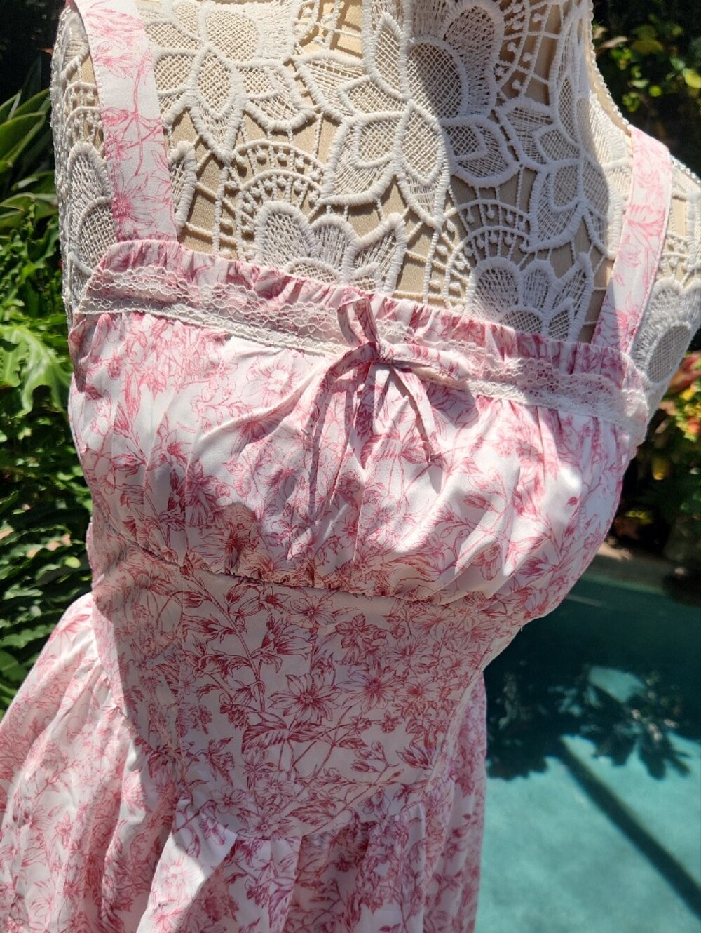 Women's Pink Floral Mini Dress with Delicate Straps - Picture 2 of 7